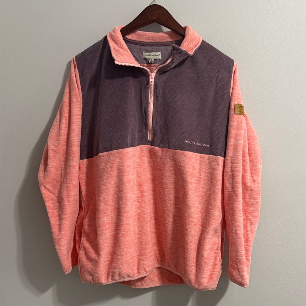Simply Southern Coral and Plum Quarter-Zip Pullover